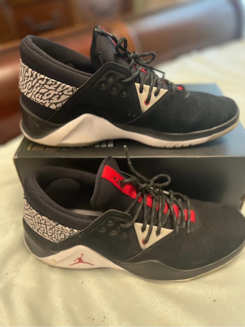 Jordan Men's Black Red and White Athletic Basketball Shoes
